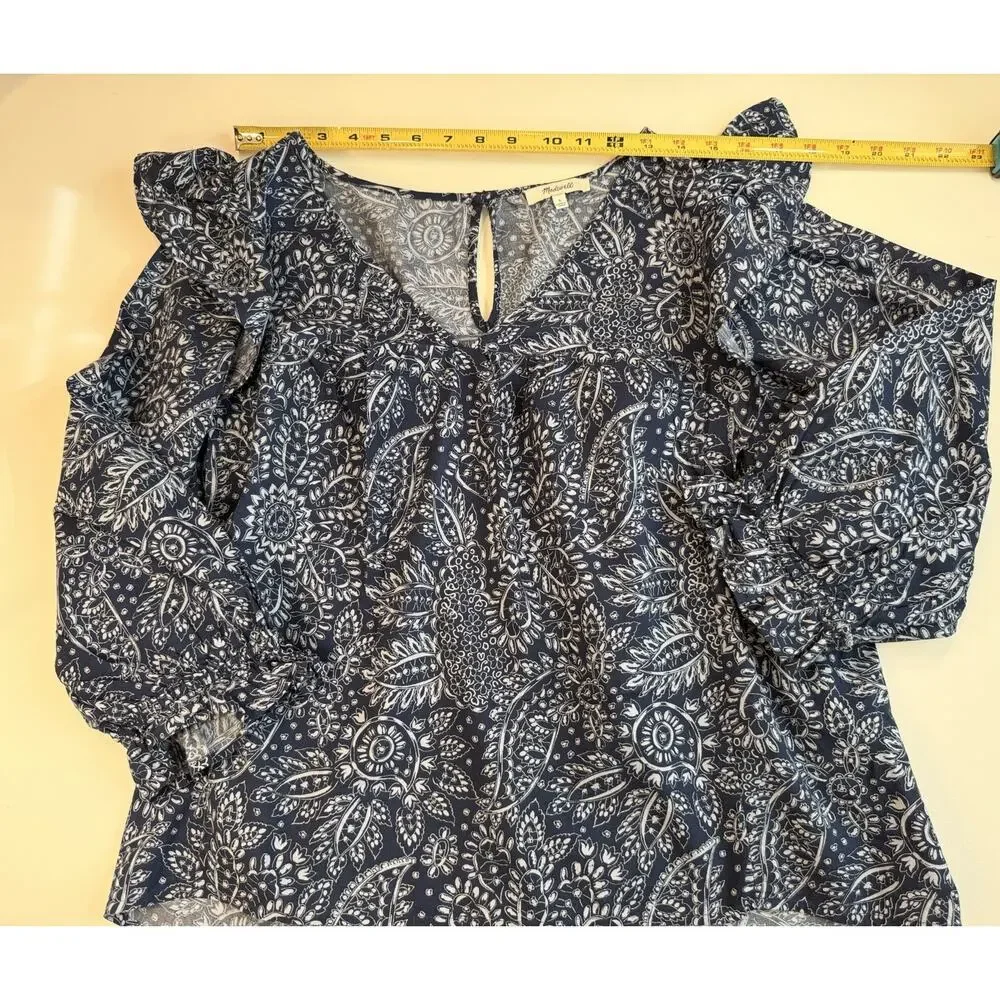 Madewell Boho/Peasant Paisley Flutter Sleeve Blouse – Women’s L